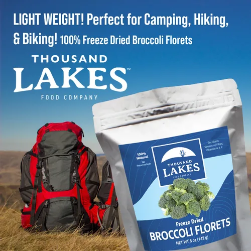 Miniatura 6 de Thousand Lakes Frutas y verduras liofilizadas – Floretas de brócoli paquete de 2 1.2 onzas (2.4 onzas en total) 100% floretes, sin tallos Sin