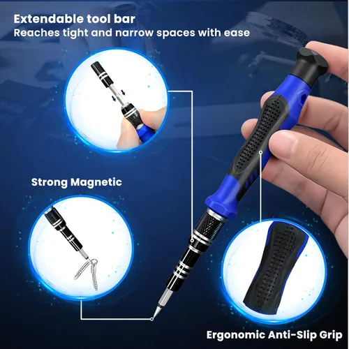 Miniatura 6 de Juego de destornilladores de precisión de 142 piezas para electrónicos – Kit de herramientas de reparación multi-bit para iPhone, MacBook, laptop