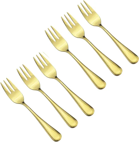 Miniatura 11 de Juego de 6 cubiertos de acero inoxidable de 5.5 pulgadas, tenedores para pastel de frutas, tenedores y tenedores para tartas de frutas