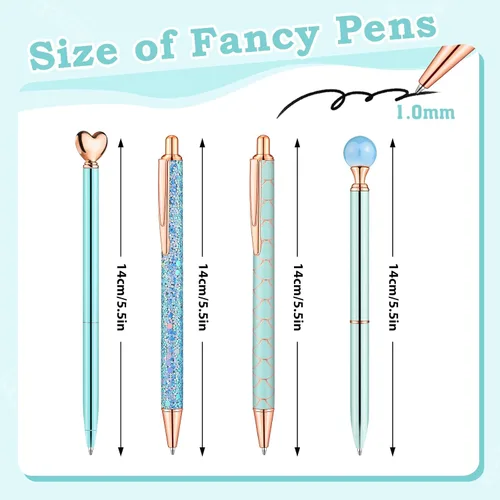 Miniatura 2 de BESARME 4 bolígrafos azules para mujer, bolígrafos de sirena, regalos azules para niñas, bolígrafo de diamantes con purpurina, tinta negra, lindo