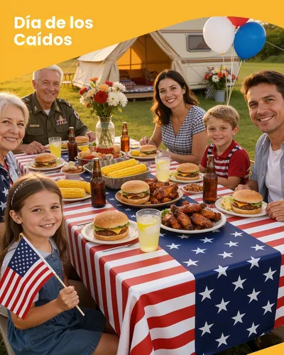 Miniatura 6 de Niuara Mantel de bandera estadounidense, paquete de 4 manteles patrióticos desechables de 54 x 108 pulgadas para mesas de 6 pies, decoraciones del 4
