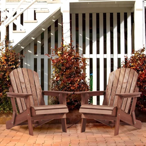 Miniatura 5 de Silla Adirondack plegable, silla de patio de madera de capacidad de 330 libras con acabado a base de agua, sillas de salón de exteriores de 34 x 29
