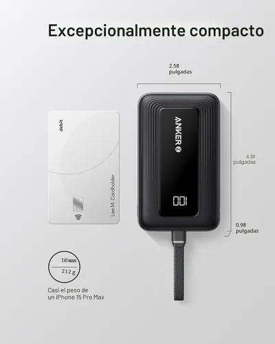 Miniatura 7 de Anker Cargador Portátil, Banco de Energía de 10,000mAh 30W, Paquete de Batería de Carga Rápida USB-C de Entrada y Salida, Cargador de Teléfono