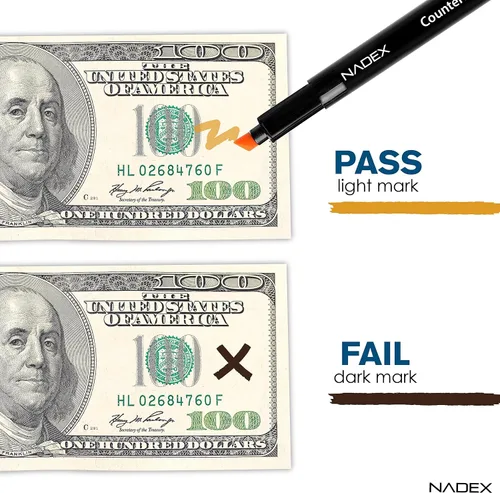 Miniatura 8 de Nadex Bolígrafo falsificado, fácil de deslizar, dorado para real, negro para falsificaciones, detecta facturas falsificadas (paquete de 1)
