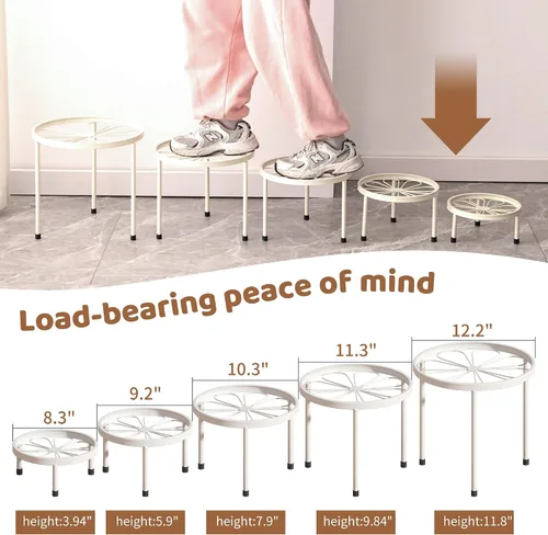 Miniatura 7 de Paquete de 5 soportes de metal para plantas para interiores y exteriores, resistentes soportes de hierro antioxidante, soporte para macetas, estante