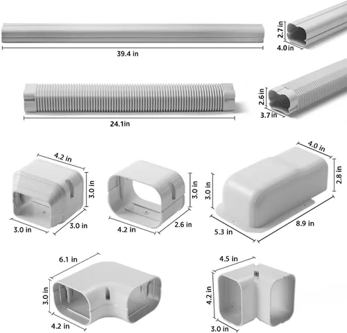 Miniatura 4 de TURBRO 4" W × 14' L Línea decorativa PVC Kit de cubierta para mini split y aire acondicionado central, sistemas de bombas de calor de CA