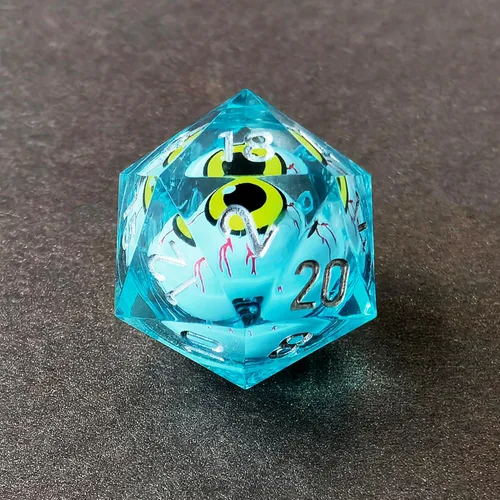 Miniatura 8 de BESCON - Juego de dados poliédricos con núcleo líquido con bordes afilados, dados poliédricos con borde de afeitar con globo ocular rodante
