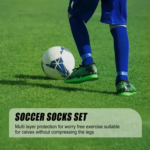 Miniatura 4 de ZXOLDZX 2 Juego de Calcetines de Agarre para Fútbol con Mangas de Protector de Espinilleras, Calcetines de Espinillera para Piernas sin