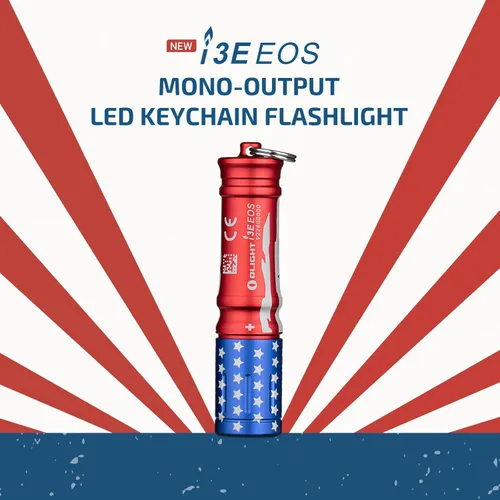 Miniatura 2 de OLIGHT i3E EOS - Linterna EDC compacta de 90 lúmenes con lente PMMA TIR, batería AAA, llavero para noche y camping (Edición Estrellas y Rayas)