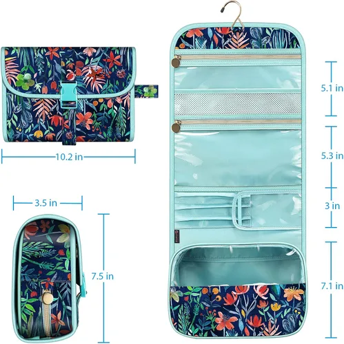 Miniatura 7 de Fintie bolsa de viaje portátil para cosméticos y artículos de aseo, gran organizador colgante resistente al agua para maquillaje, estuche de Noche