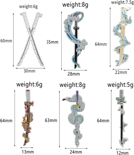 Miniatura 5 de Anime Slayer - Juego de pines de llavero Figuras de dibujos animados 9 Hashiras Mini Katana Sword Llaveros Esmalte Pin Joyería Hombres Mujeres