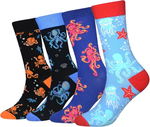 Miniatura 17 de Calcetines de caña corta casuales para hombre, de algodón, con motivo de animales, alocados y divertidos, 5 pares