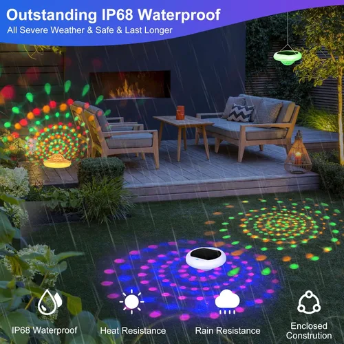 Miniatura 5 de TEPENAR Luces flotantes solares y recargables 2 en 1: luces de piscina de 6.7 "que flotan 6 modos dinámicos con control remoto IP68 impermeable