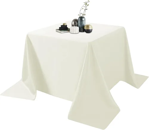 Miniatura 110 de Ascoza Paquete de 2 manteles rectangulares blancos de 60 x 84 pulgadas, tela de poliéster de 4 pies, para bodas, banquetes, restaurantes y fiestas