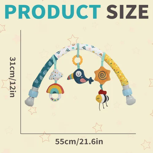 Miniatura 9 de Caterbee Barra de juguete para bebé, accesorio para cochecito y cuna, barra de actividades para cochecito de bebé, juguete de arco de viaje, moisés