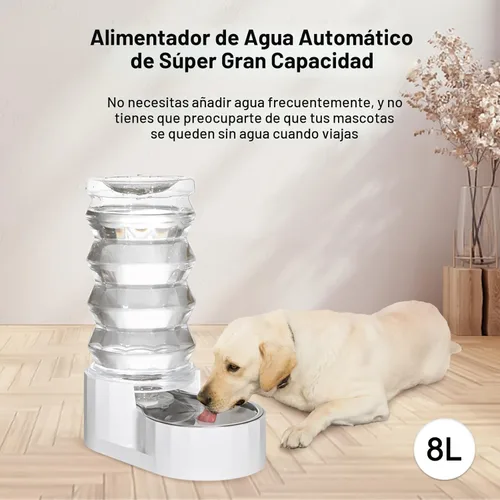 Miniatura 6 de RIZZARI - Dispensador de agua por gravedad grande: alimentador automático de agua para perros de acero inoxidable de 8L con cepillo especializado