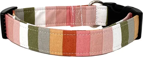 Miniatura 2 de Boho Stripe Dog Collar with Buckle - Made in the USA - Handmade by Collars by Design (Medium)