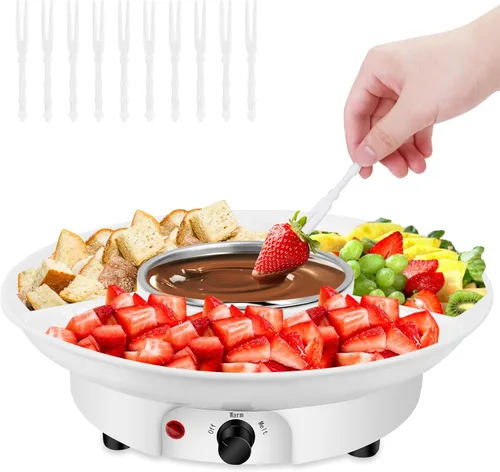 Miniatura 6 de Mini olla eléctrica de chocolate de 8.79 onzas, juego de fondue para fundir con 4 tenedores, bonita fuente de fondue de chocolate, máquina Rojo