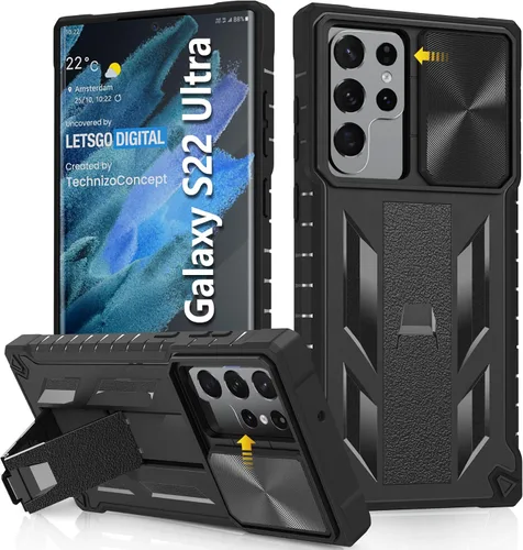 Funda para Samsung Galaxy S22 Ultra 5G: Cubierta protectora de teléfono resistente de grado militar a prueba de caídas con soporte incorporado y