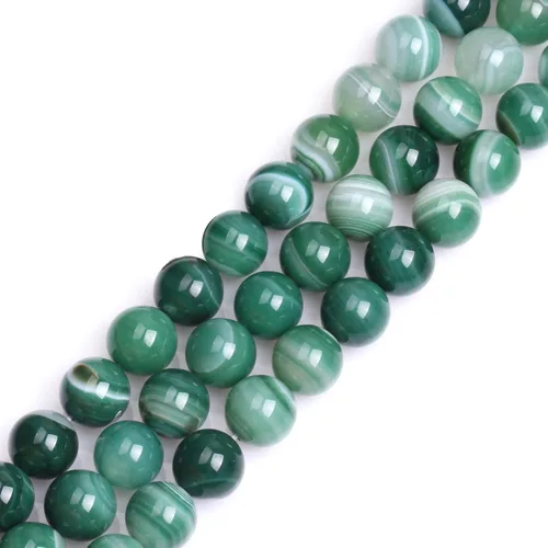 Miniatura 211 de GEM-Inside - Cuentas sueltas de ágata verde con bandas de energía natural, cuentas de energía natural para hacer joyas, 0.315 in, redondas, 15 Ágata