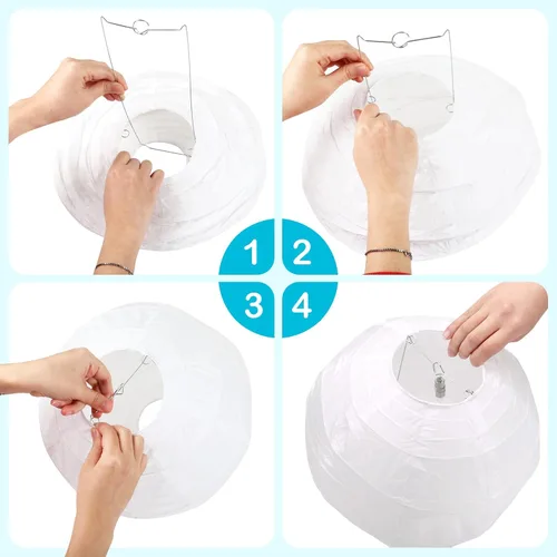Miniatura 3 de LIHAO Faroles de papel blanco de 10 pulgadas con luces, linternas chinas decorativas para decoración de fiestas, bodas, aniversarios, cumpleaños