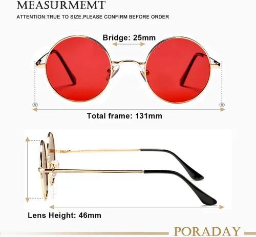 Miniatura 9 de PORADAY Circle Lennon - Gafas de sol redondas polarizadas estilo hippie pequeño círculo