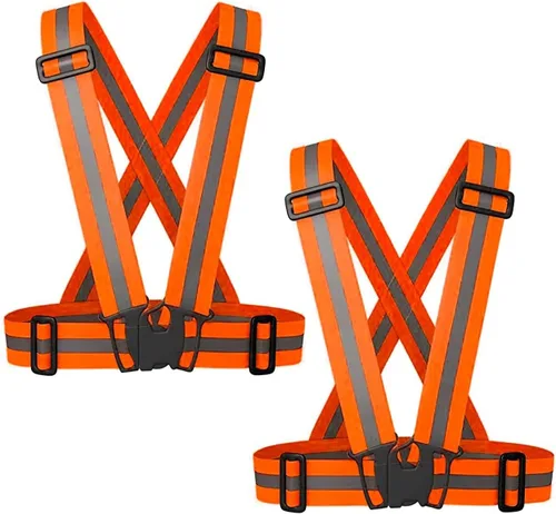 Miniatura 10 de Chaleco de seguridad reflectante, 2 piezas, chaleco de alta visibilidad, correas ajustables para correr, ciclismo, caminar y montar al aire libre