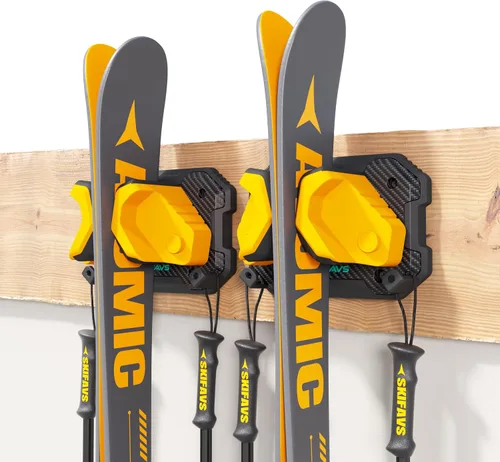 Miniatura 17 de Estante de pared de esquí y snowboard para garaje, se adapta a cualquier tabla, soportes de montaje en pared, almacenamiento sin daños, organizador
