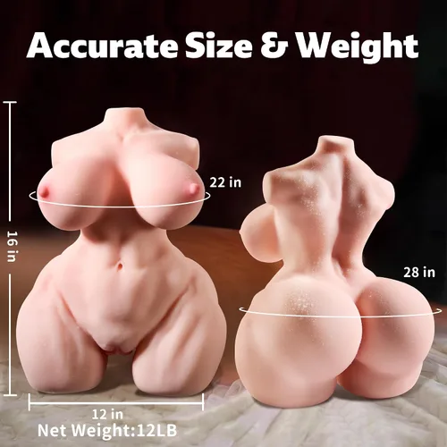 Miniatura 5 de Muñecas sexuales masculinas de tamaño real de 12 libras para hombres, muñeca sexual realista de torso con pechos grandes suaves, culo grande