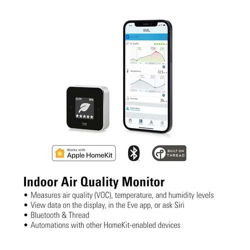 Miniatura 2 de Eve Room - Sensor de calidad del aire interior para monitorear la calidad del aire (VOC), temperatura y humedad, tecnología Apple HomeKit, Bluetooth