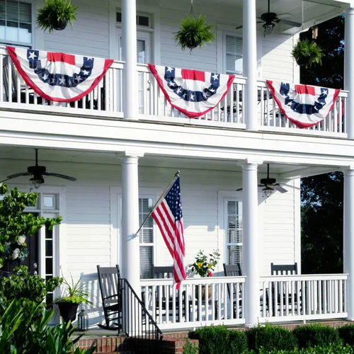 Miniatura 6 de Bandera americana plisada de 3 x 6 pies (juego de 4) – Banderines patrióticos de Estados Unidos para decoración del Día de los Caídos y 4 de Julio