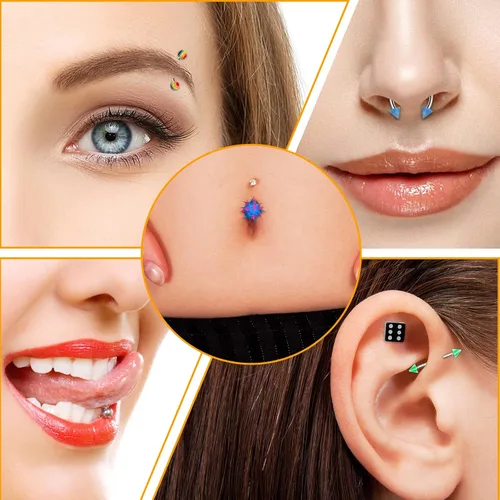 Miniatura 6 de CrazyPiercing Lote de 110 piercings de joyería para el cuerpo cejas ombligo lengua labio anillo Acero inoxidable