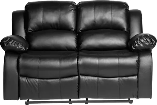 Miniatura 5 de Lexicon Baluze - Sofá reclinable doble de piel sintética suave, lengüeta de extracción manual, soporte de pared, espuma de alta densidad, marco