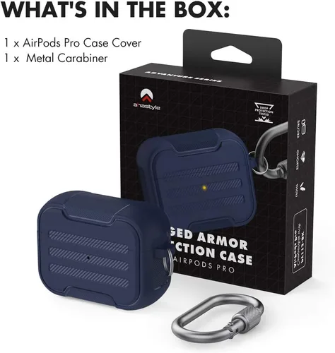 Miniatura 7 de AhaStyle AirPods Pro Funda rígida resistente a prueba de golpes compatible con Apple AirPods Pro 2019 (azul oscuro)