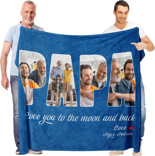 Miniatura 11 de Manta personalizada con corazones con fotos para mamá papá, manta personalizada para la cama, manta de forro polar, regalo para la familia, regalo