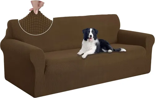 Miniatura 12 de U-NICE HOME Funda elástica para sofá, lavable, protector de muebles para sofá de 3 cojines, apta para mascotas (sofá, gris)
