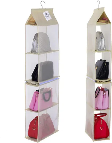 Bolsa desmontable de 4 compartimentos para colgar bolsos, bolsa transparente para almacenamiento, armario, sistema de organización de ahorro de