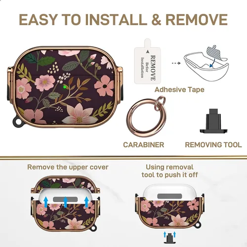 Miniatura 5 de Maxjoy Funda para AirPods Pro de 2ª/1ª generación con cerradura, bonita funda con cerradura para AirPods Pro 2 protectora dura cubierta para AirPod