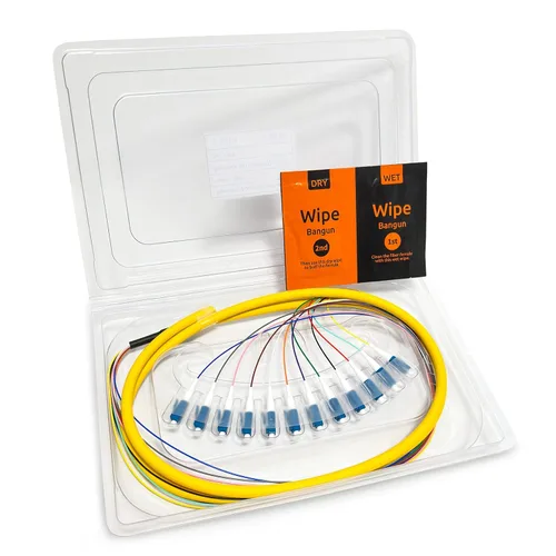 Miniatura 21 de 6 hilos multimodo OM1 62.5/125 ST-UPC fibra coleta, ST OM1 fibra óptica coleta, incluye 6 mangas de protección de fibra óptica de empalme de fusión