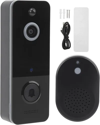 Miniatura 6 de Sanpyl Cámara de timbre de video, 1080P HD, audio de 2 vías, noche infrarroja, videollamadas remotas, cambiador de voz inteligente, lente gran