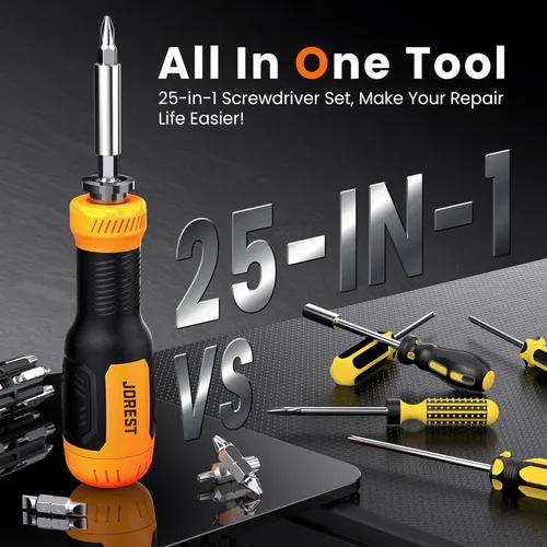 Miniatura 5 de JOREST Juego de destornilladores multibit 25 en 1, herramienta magnética multiherramienta todo en uno, destornillador con Torx, cabeza plana