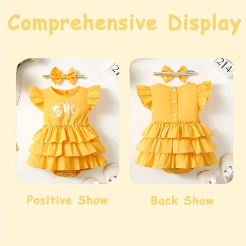 Miniatura 2 de Happidoo Traje de primer cumpleaños para niña, ropa de primer cumpleaños, body de abeja de un año