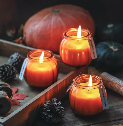 Miniatura 4 de 3Pcs Pumpkin Shaped Candles, Fall Scented Candle,Pumpkin Spice Scented Candle Set of 3 (Orange)