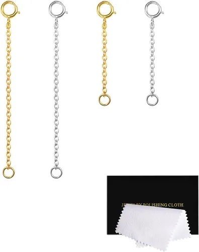 Miniatura 12 de Extensores de collar para mujer, extensor de pulsera de oro, extensión de joyería de cadena dorada para tobillera para mujer, juego de 2 piezas