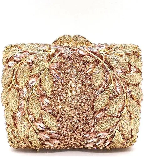 Bolso de fiesta de noche para mujer bolso de mano para novia boda fiesta corazón hojas de cristal color como se muestra tamaño talla única talla
