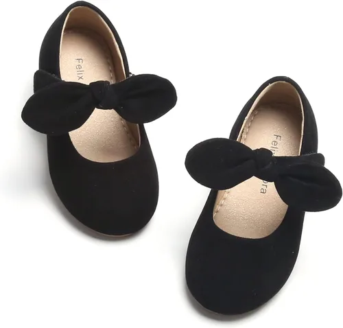 Felix & Flora - Zapatos bajos de vestir con flores para niña pequeña, tipo balerina, para fiesta, escuela y boda