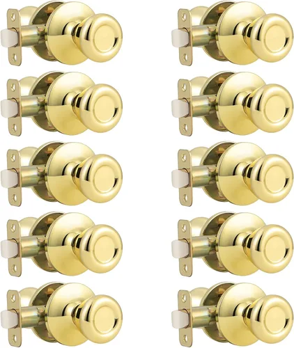 Miniatura 30 de GOBEKOR Paquete de 1 perillas para puerta de paso, pomos interiores de latón pulido sin llave, pomos de puerta de armario, pasillo, pomo de paso