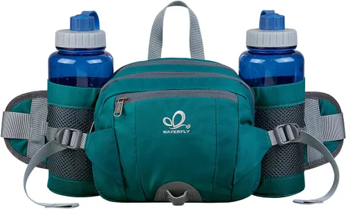 Miniatura 19 de Waterfly - Riñonera Fanny Pack: Bolso Fanny con 2 soportes para botellas de agua, cinturón lumbar, para senderismo, caminatas, correr, trotar