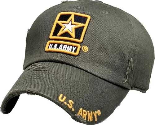 Gorra de béisbol con licencia oficial del ejército de Estados Unidos de alta calidad vintage envejecida estrella militar veterana