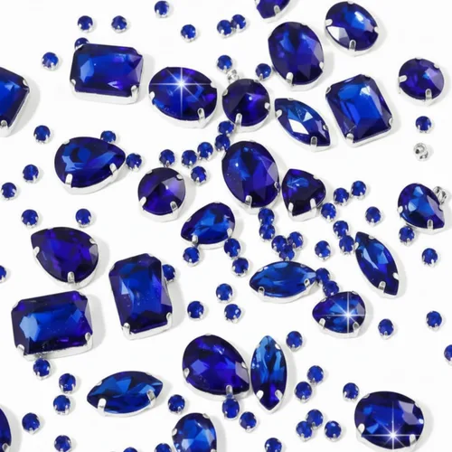 Miniatura 7 de WILLBOND 156 piezas de diamantes de imitación para coser con garra, diamantes de imitación de cristal con base plana, gemas con engaste de metal